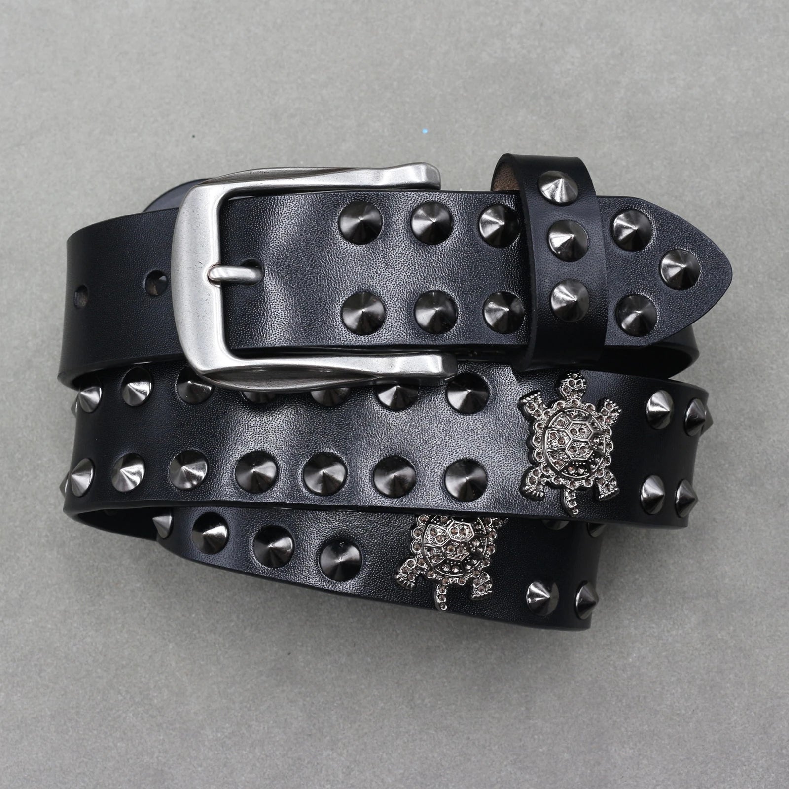 Metal Rivet Cowboy Belt – Genuine Cowskin Leather Punk Jeans Belt (Unisex) Belt Lunarity Garage 3 110cm