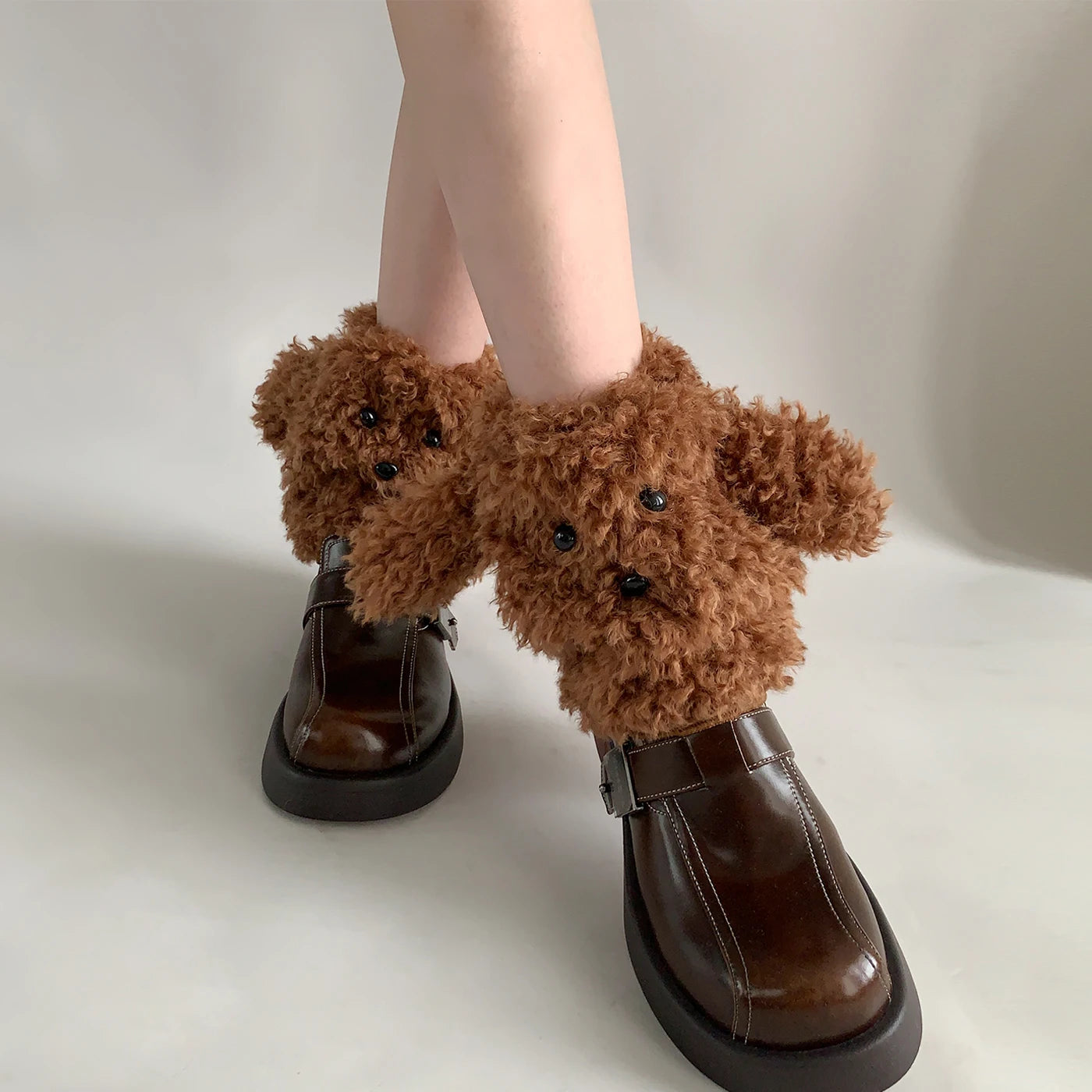Funny Teddy Curly Leg Warmers – Cute Dog Animal Leg Warmers for Women, Winter JK Girl Cosplay, Y2K, Harajuku & Lolita Style Leg Warmers LUNARITY GARAGE