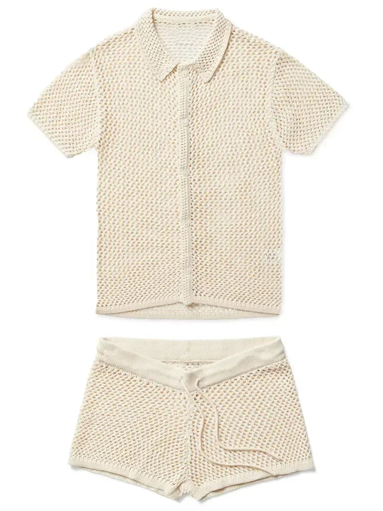 The Casual Knit Cut Out Shorts Set - Swimsuit Cover Up cover ups LUNARITY GARAGE