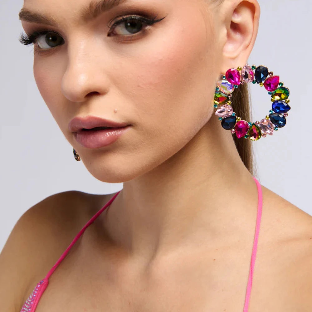 Statement Colorful Water Drop Hoop Earrings Earrings Lunarity Garage   