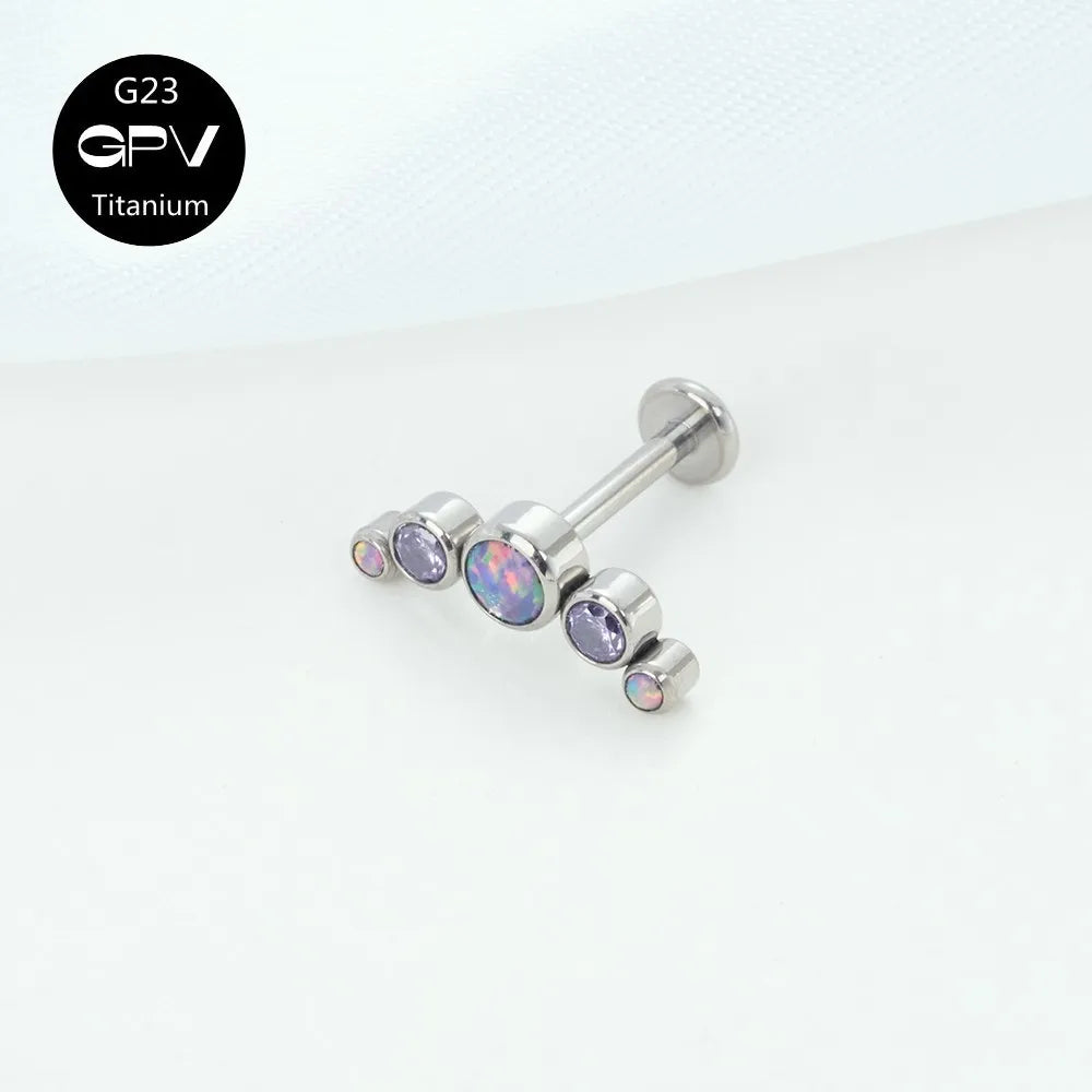 Titanium Ear Stud Zircon Opal Piercing Jewelry In 25 Colors Optional Women's Party Bar Fashion Ear Cartilage Stud Ear Piercings Lunarity Garage   