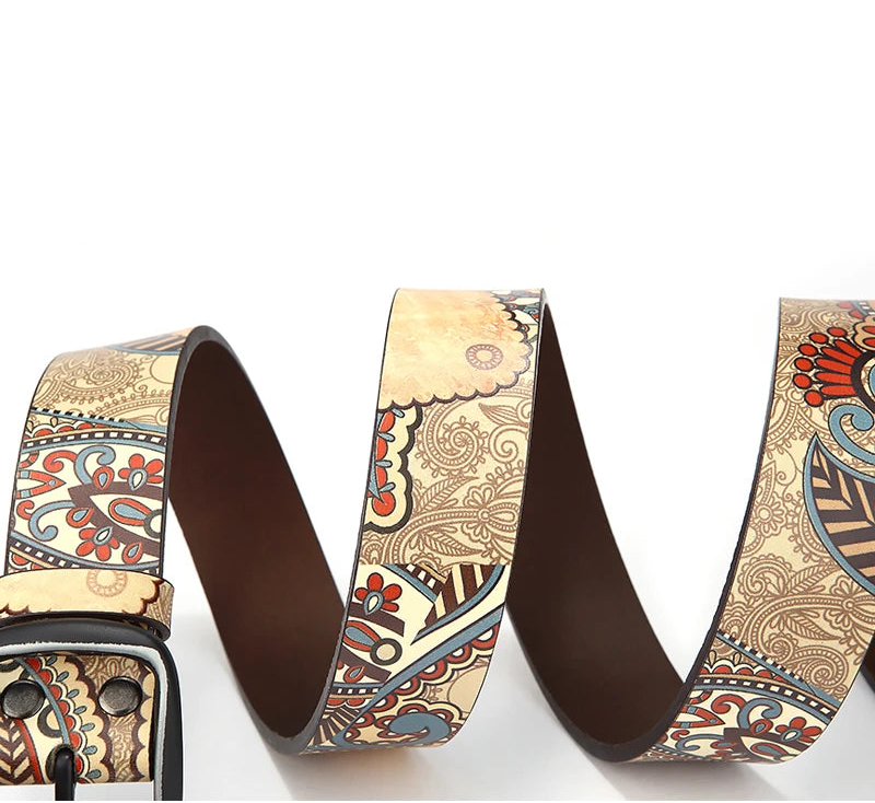 Luxury Genuine Leather Belt – Retro Printed Unisex Jeans Belt accesories Lunarity Garage