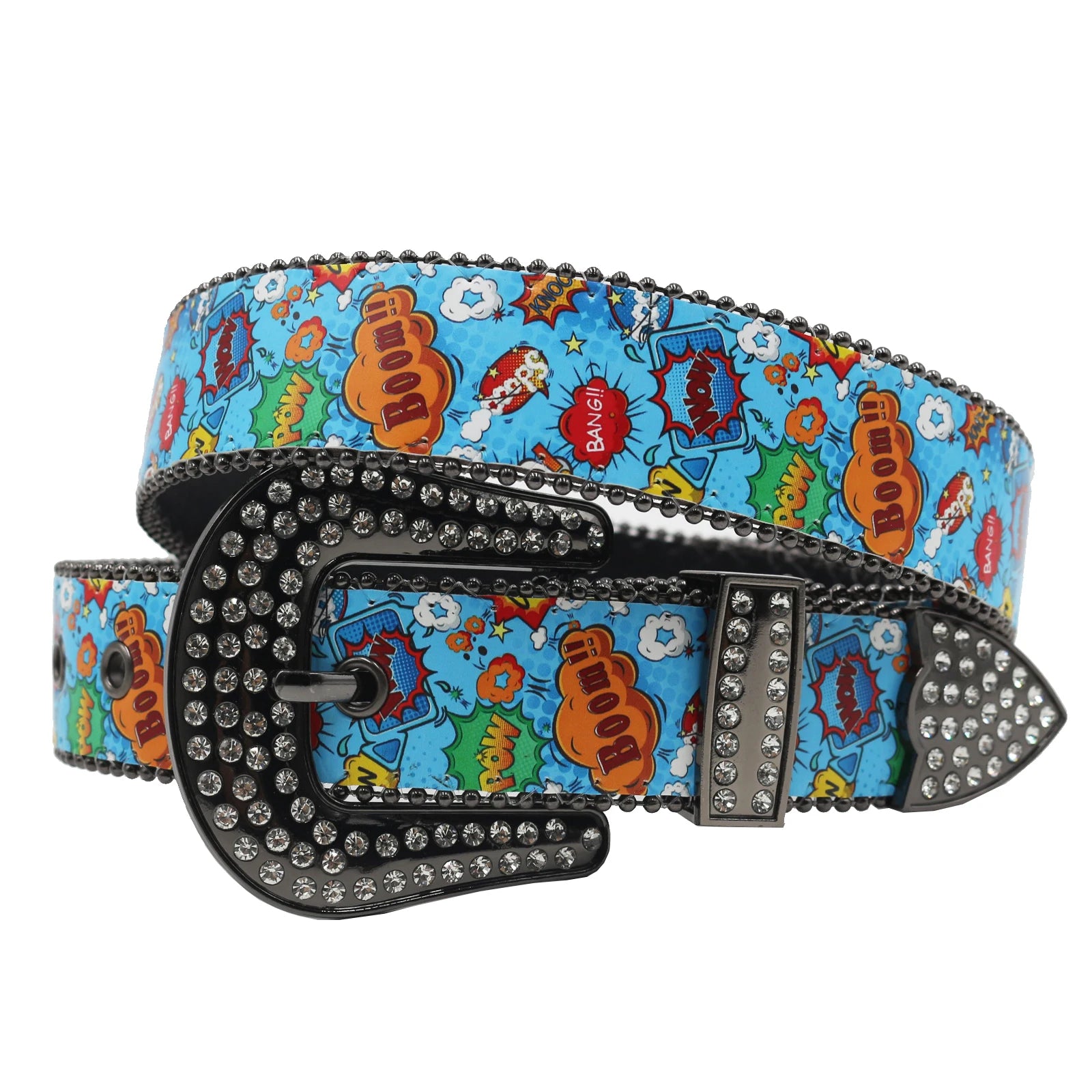 Punk Black Rhinestone Belt – Y2K Western Cowboy Designer Belt belt LUNARITY GARAGE Boom 105CM