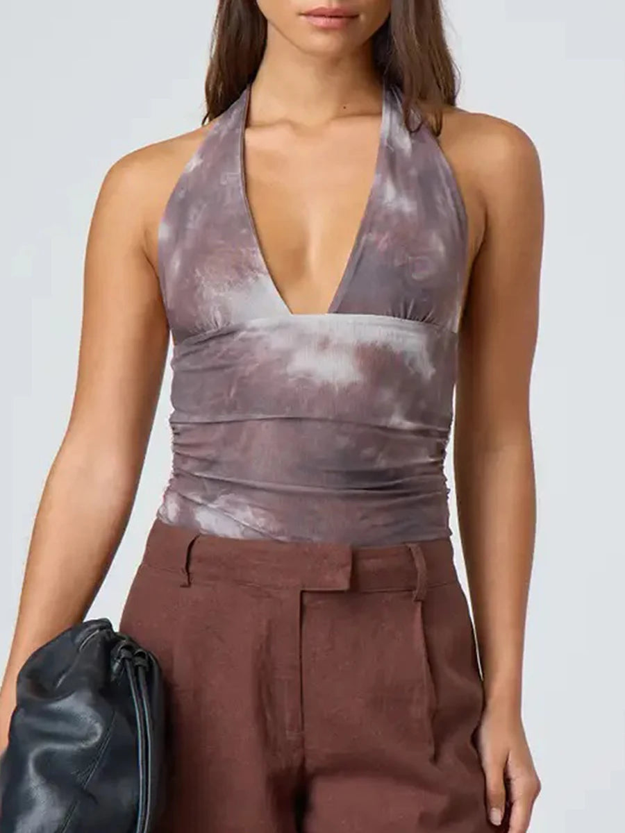 Asymmetrical Lettuce Trim Crop Tube Top - Backless Y2K Tank Tank top LUNARITY GARAGE Brown S