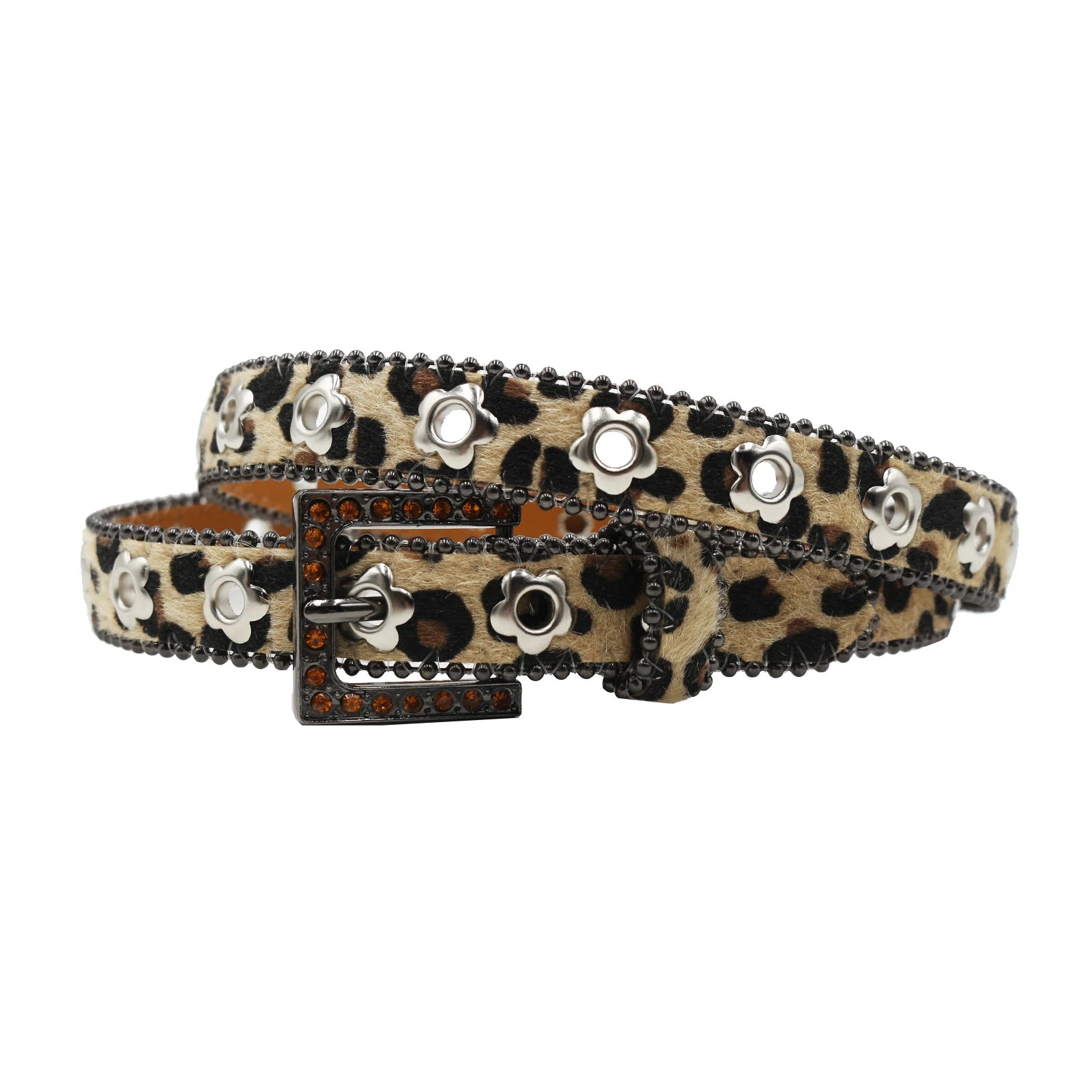 Hollow Flower Rhinestone Square Buckle Belt – Y2K Punk Luxury Waistband belt LUNARITY GARAGE Yellow 95CM