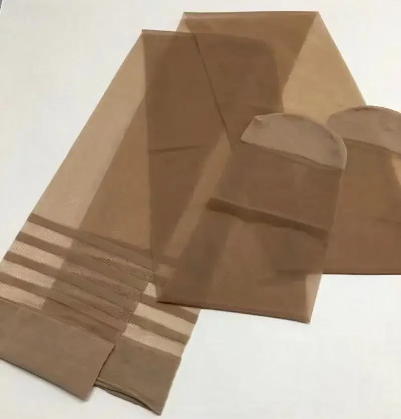 Women Striped Over-the-Knee Stockings – Sheer Mesh Transparent Style (2 Pairs) Stockings LUNARITY GARAGE Coffee One Size