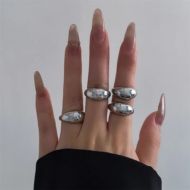 Vintage Geometric Irregular Open Round Ring Set Ring Lunarity Garage   