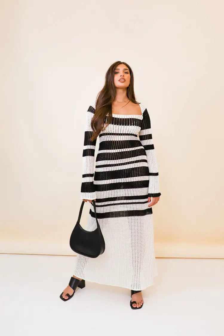 Timeless Elegance: The White Crochet Knit Maxi Beach Cover-Up cover up LUNARITY GARAGE