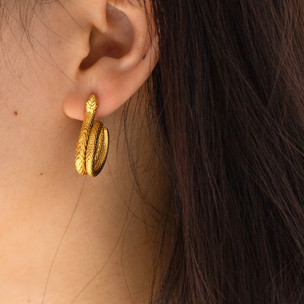 Golden Serpentine Elegance Earrings Earrings Lunarity Garage   