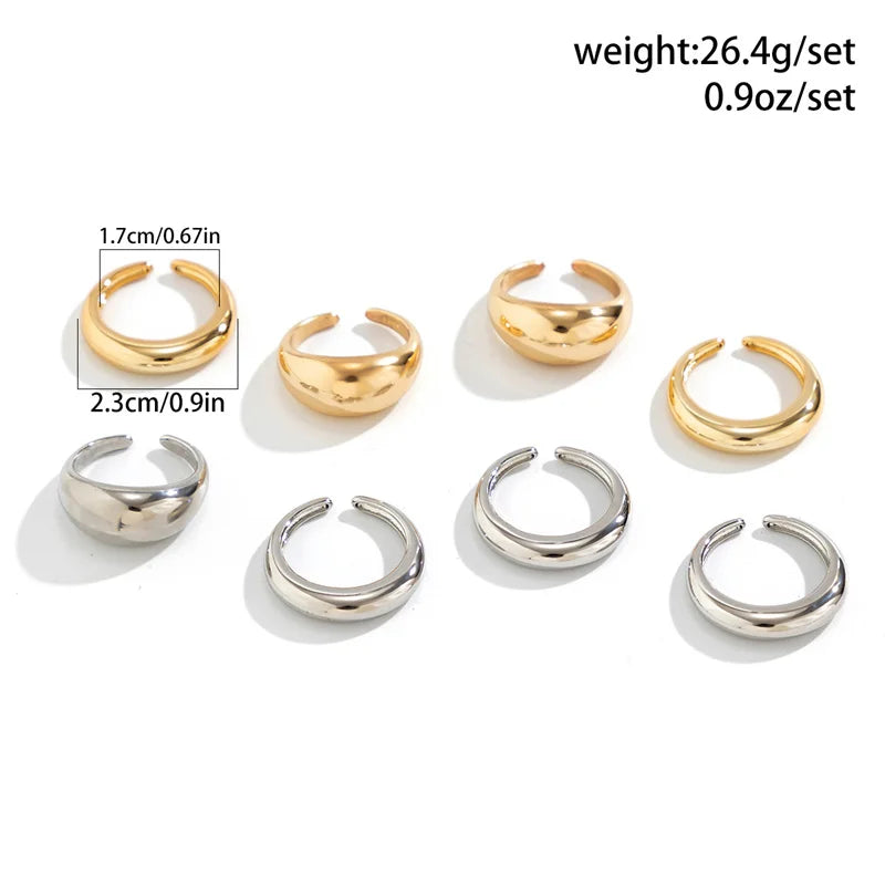 Vintage Geometric Irregular Open Round Ring Set Ring Lunarity Garage   