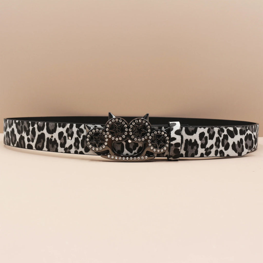 Leopard Print Rhinestone Y2K Belt - Hip Hop Western Shiny Waistband Belt LUNARITY GARAGE