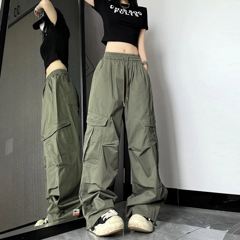Y2K High Waist Wide Leg Cargo Pants – Streetwear Essential Pants LUNARITY GARAGE