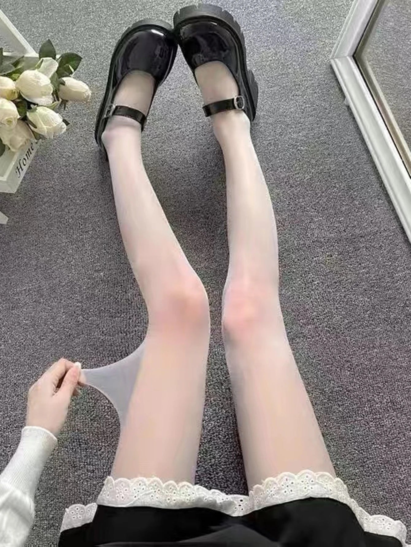 Sexy Black Heart Polka Dot Stockings – Elastic Sheer Lolita Style LUNARITY GARAGE SH225-WH SOLID One Size