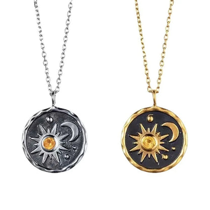 Vintage Boho Sun & Moon Pendant Necklace – Women’s Alloy Clavicle Chain Jewelry Necklace Lunarity Garage