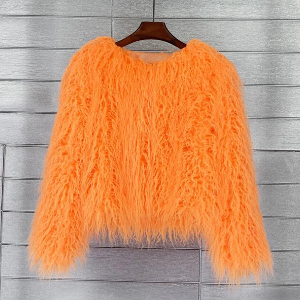 Fur Coats Women Autumn Winter Top Fashion Pink Faux Fur Coat Elegant Thick Warm Faux Fur Jackets for Women 2025 coat LUNARITY GARAGE Orange S