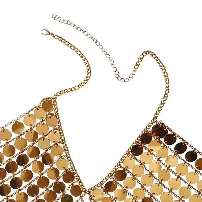 Bling Sequin Metal Chain Crop Top – Daring & Glamorous crop top LUNARITY GARAGE