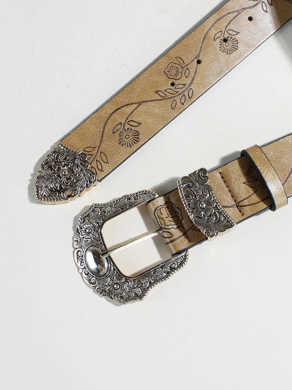 Goth Vintage Pattern Print Belt - Designer Metal Buckle PU Leather Y2K Waistband Belt LUNARITY GARAGE