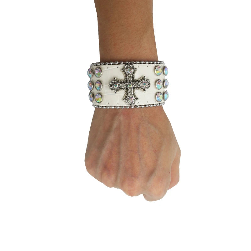 Rhinestone Cross Bracelet – Shiny Crystal Unisex Party Jewelry Bracelets LUNARITY GARAGE