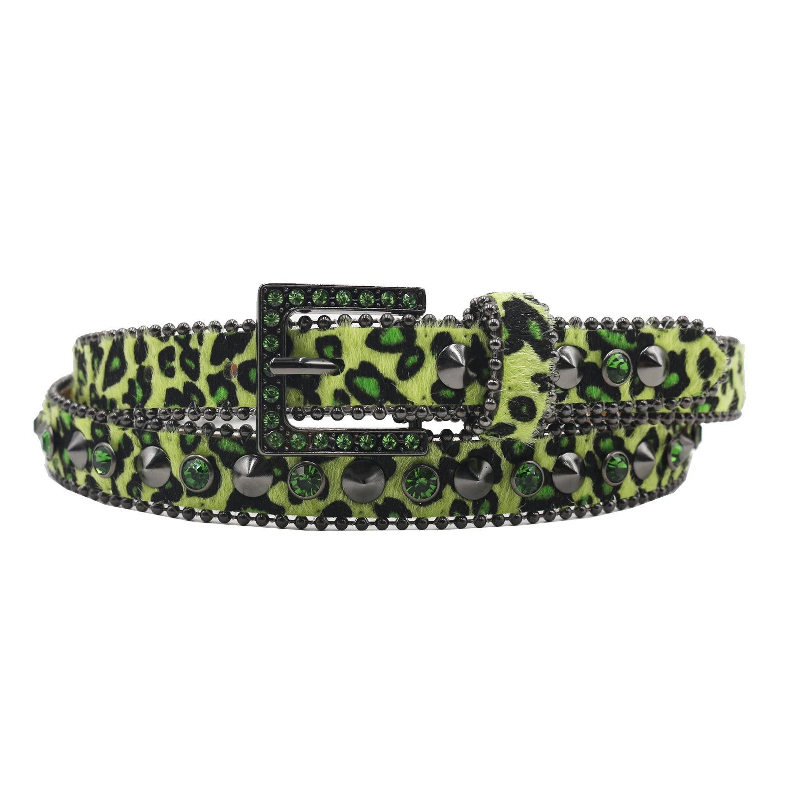 Women’s Rhinestone Leopard Belt – Western Crystal Square Buckle belt LUNARITY GARAGE