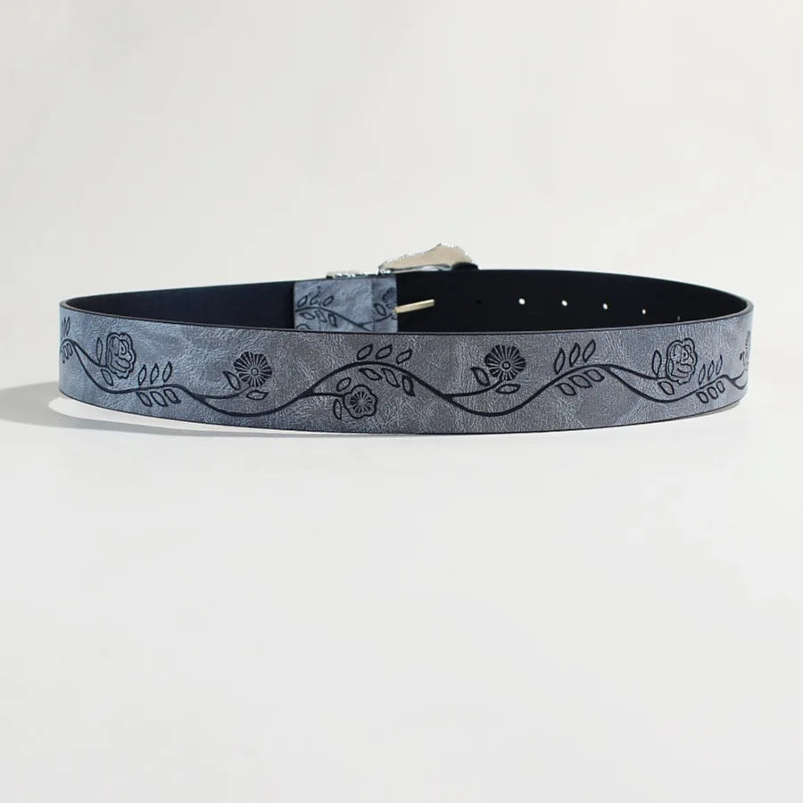 Goth Vintage Pattern Print Belt - Designer Metal Buckle PU Leather Y2K Waistband Belt LUNARITY GARAGE
