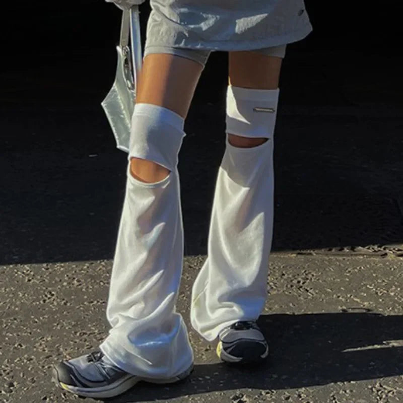 Harajuku Style White Hollow Leg Warmers Leg Warmers Lunarity Garage White One Size