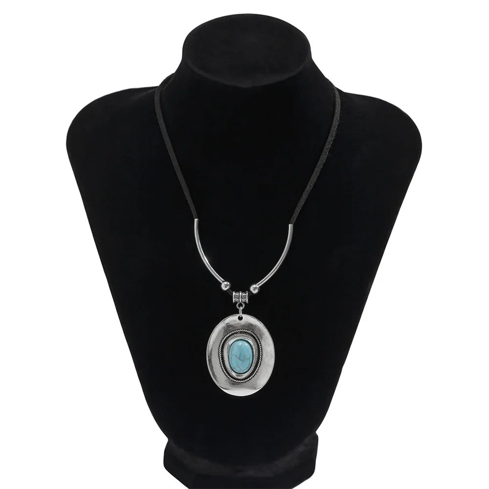 Creative Metal Cowboy Hat Pendant Necklace – Vintage Turquoise Jewelry Set Jewelry Set LUNARITY GARAGE