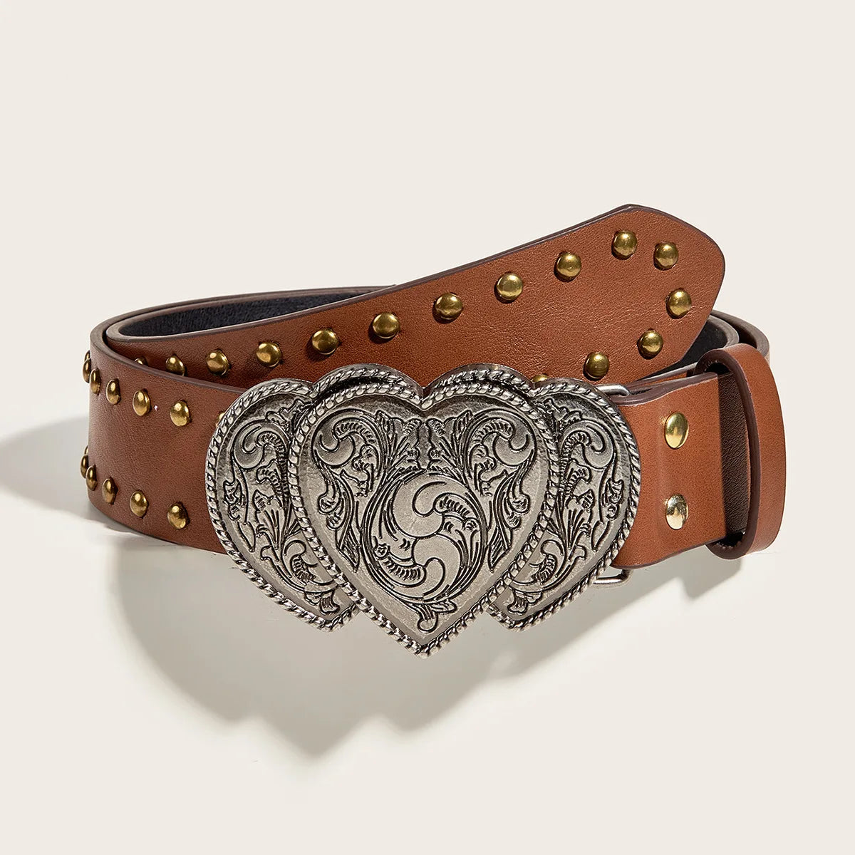 Gothic Punk Y2K Leather Belt - Metal Buckle Designer Waist Strap for Women & Men Belt LUNARITY GARAGE Camel-B 105CM