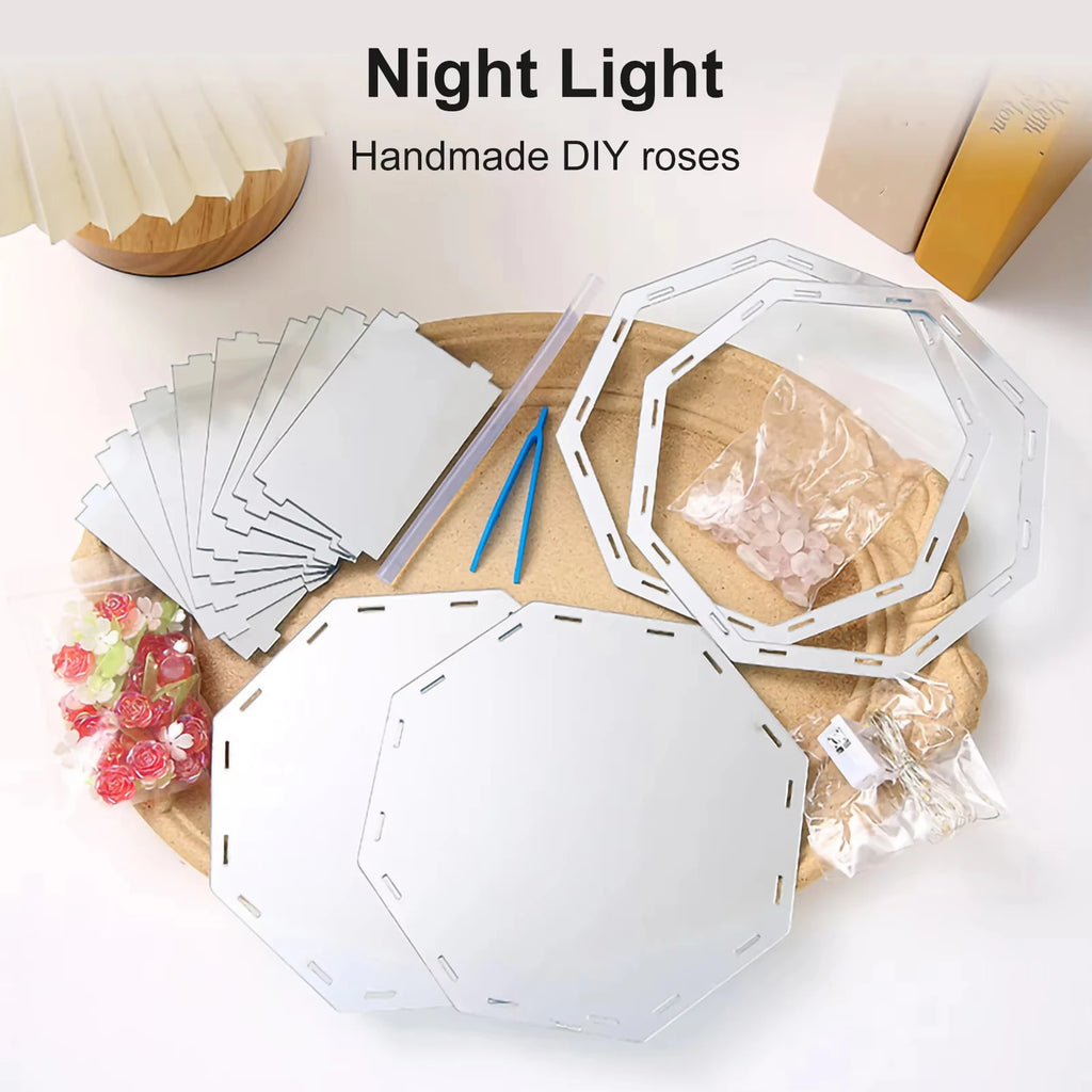 DIY Tulip LED Night Light – Magic Cube Table Lamp & Mirror 2-in-1 Decorative Gift Night Lights LUNARITY GARAGE