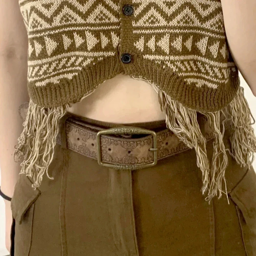 Retro Y2K Pattern Print Belt - Luxury Designer Buckle Pin Hip Hop Waistband Belt LUNARITY GARAGE