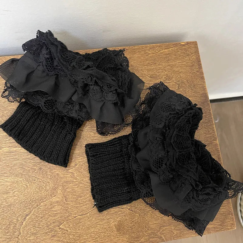 Vintage Y2K Winter Lace Boots Socks Leg Warmers Lunarity Garage Black One Size