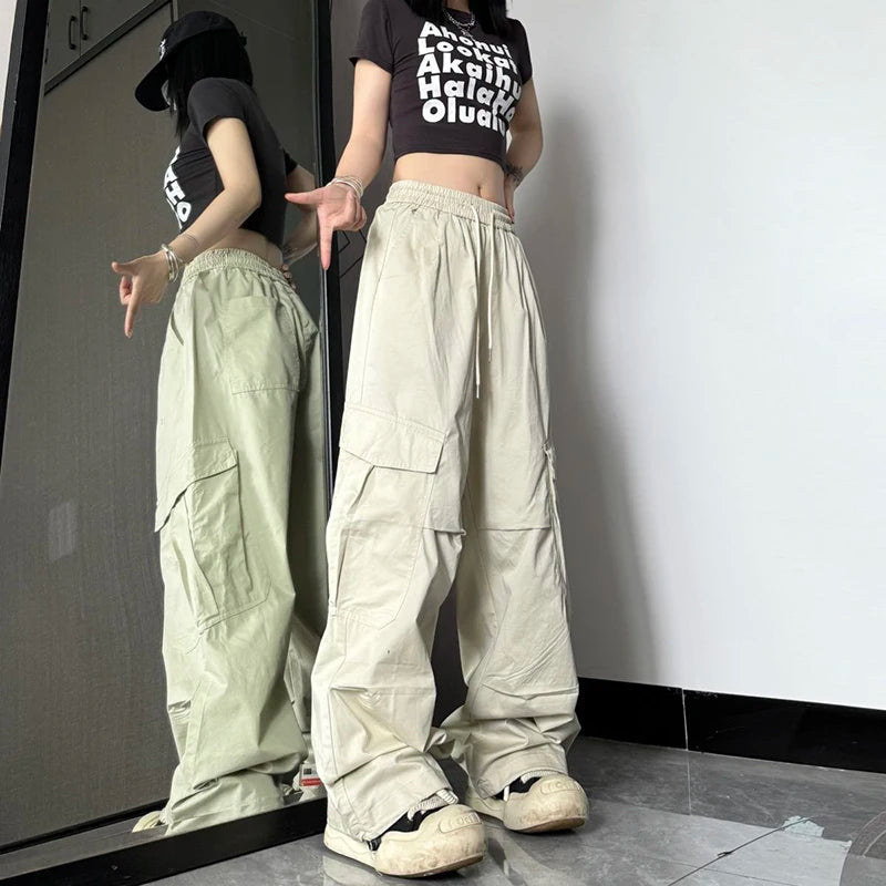 Y2K High Waist Wide Leg Cargo Pants – Streetwear Essential Pants LUNARITY GARAGE