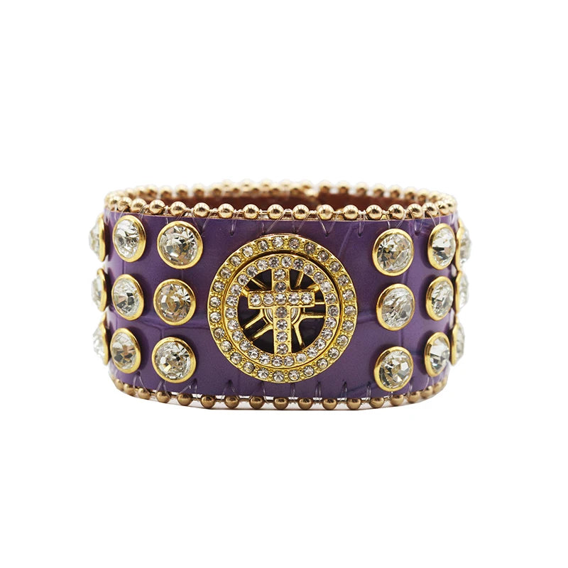 Western Rhinestone Spinner Bracelet Bracelets LUNARITY GARAGE Cross-Purple
