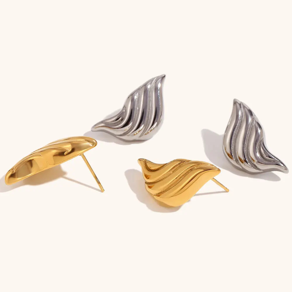Stylish Unique Stainless Steel Abigail Croissant Earrings Personalized Metal Texture Tarnish Resistant Ear Daily Jewelry Earrings Lunarity Garage   