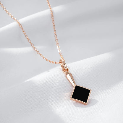 Square Black Stone Pendant Necklace – Rose Gold Vintage Fashion Jewelry Necklace LUNARITY GARAGE   