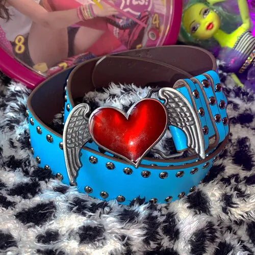 Gothic Punk Rivet Letter Waist Chain Belt - Y2K Skull Devil Charm Belt Belt LUNARITY GARAGE Wings of love 120cm