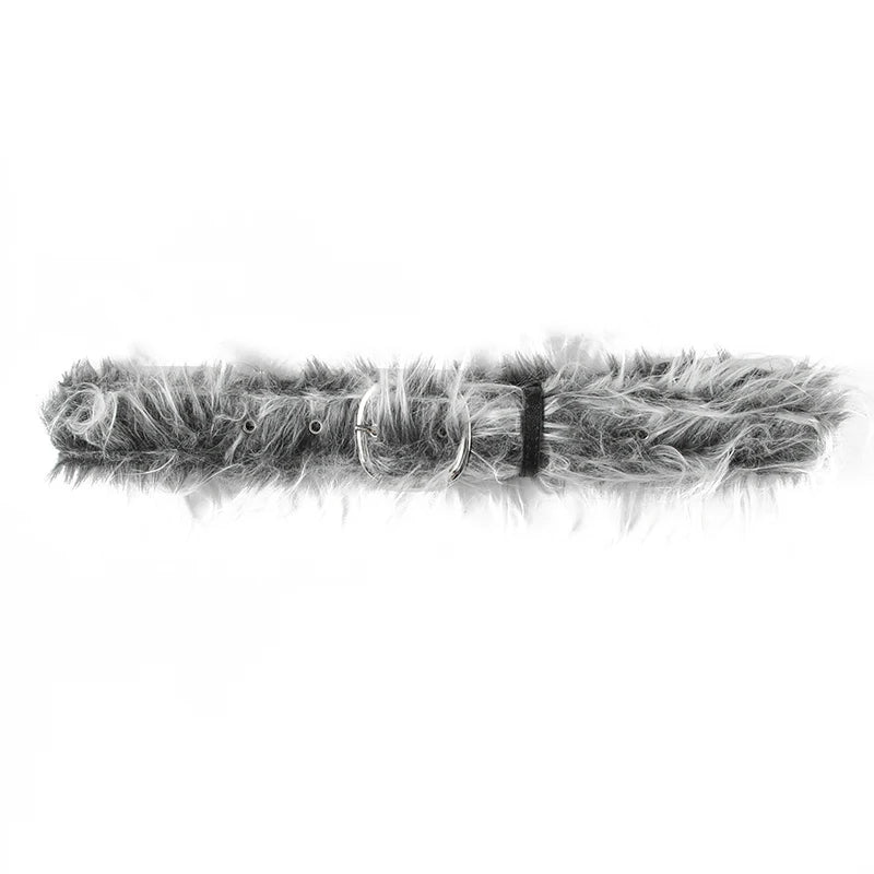 Y2K Vintage Faux Fur Patchwork Belt - Punk Western Cowboy Waistband Accessory Belt LUNARITY GARAGE