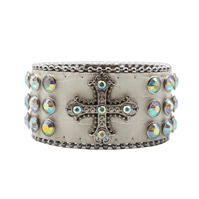 Rhinestone Cross Bracelet – Shiny Crystal Unisex Party Jewelry Bracelets LUNARITY GARAGE White