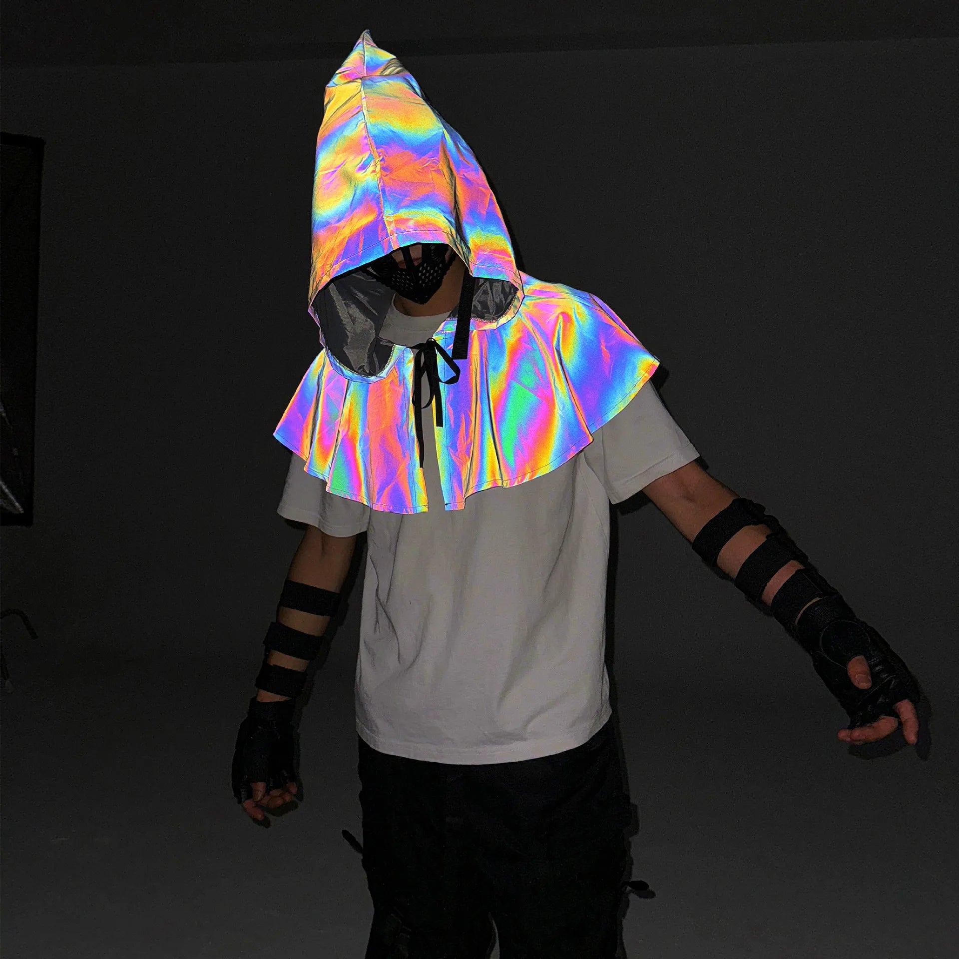 Reflective Hooded Enchanter Cloak – Unisex Cosplay & Festival Essential Costume Lunarity Garage Dark Grey One Size