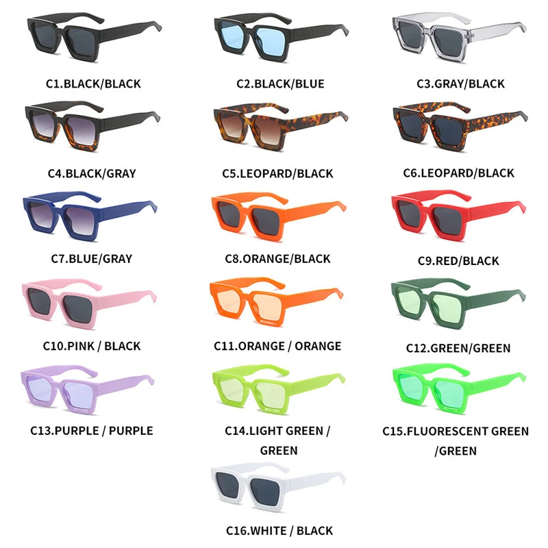 Vintage Square Candy Color Sunglasses – UV400 Gradient Designer Shades Sunglasses LUNARITY GARAGE