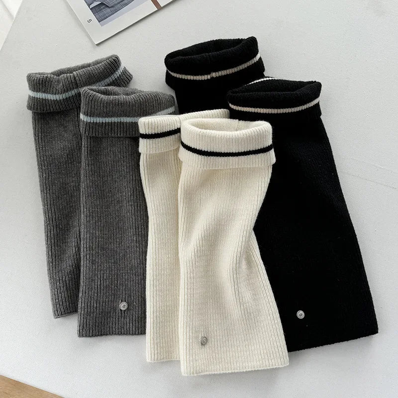 Wool Leg Warmers with Metal Buckle – Y2K Winter Calf Leggings & Foot Protector for Lolita, Japanese JK, and Harajuku Style Leg warmer LUNARITY GARAGE   