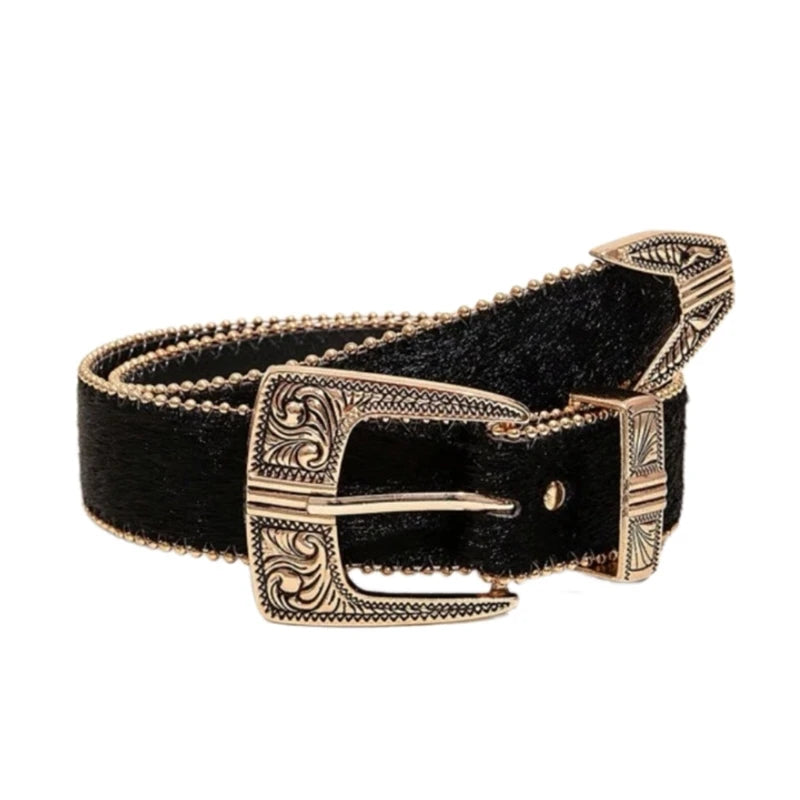 Y2K Leopard Pattern Belt - Vintage Western Waistband for Women & Teens Belt LUNARITY GARAGE Three types of black