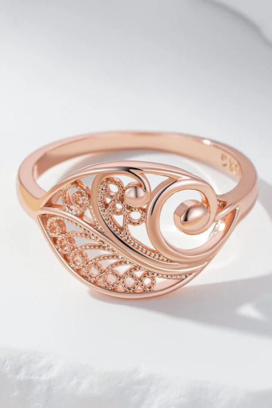 Glossy Rose Gold Hollow Flower Bridal Ring – Unique Ethnic Jewelry ring LUNARITY GARAGE
