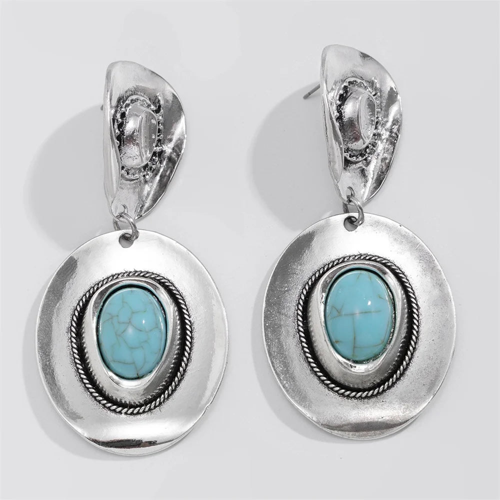 Creative Metal Cowboy Hat Pendant Necklace – Vintage Turquoise Jewelry Set Jewelry Set LUNARITY GARAGE