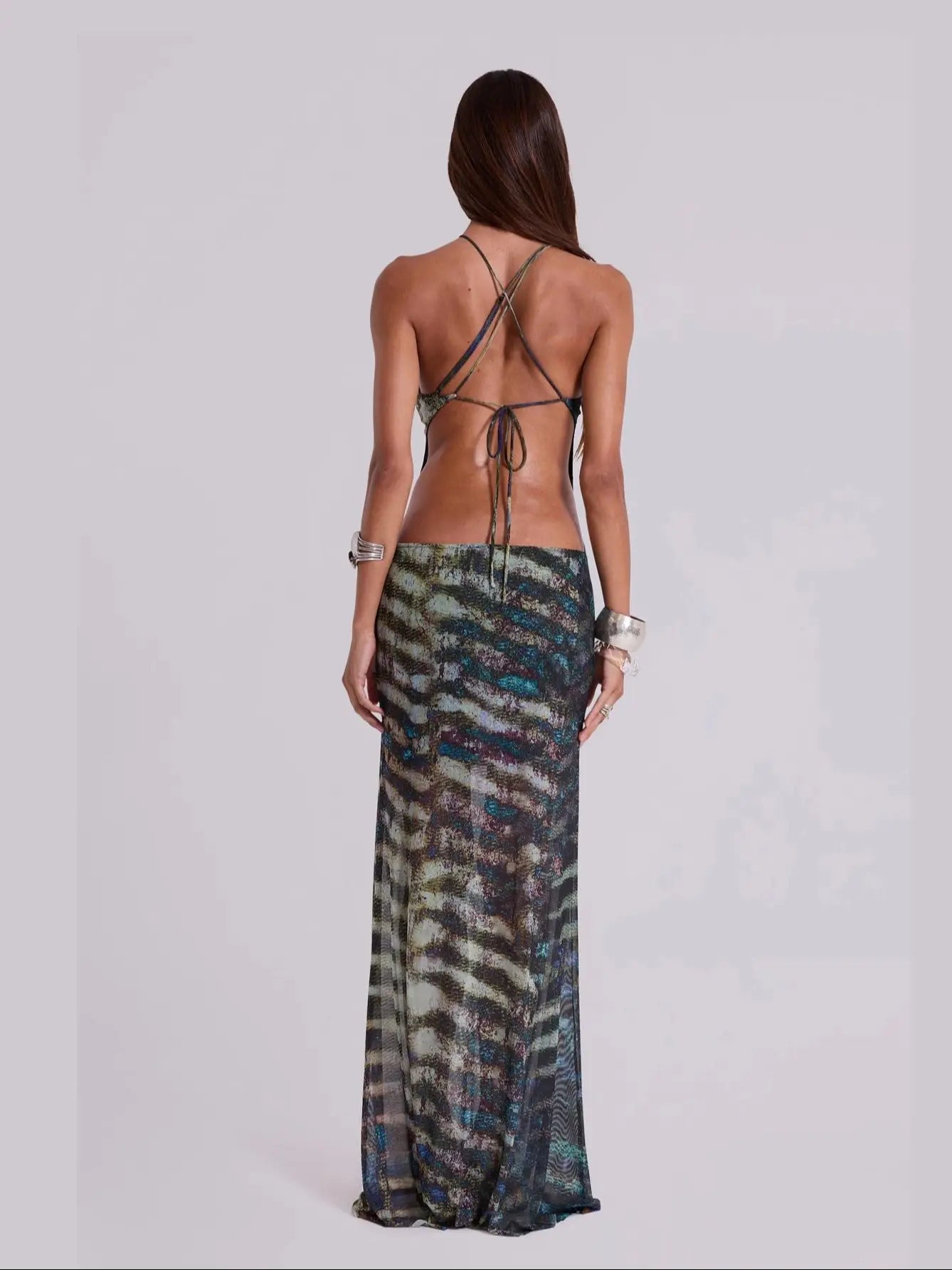 Bohemian Maxi Dress | Hollow Out Elegant Women Asymmetric Print Long Dress | Summer Halter Backless Beach Cover Up Dress LUNARITY GARAGE