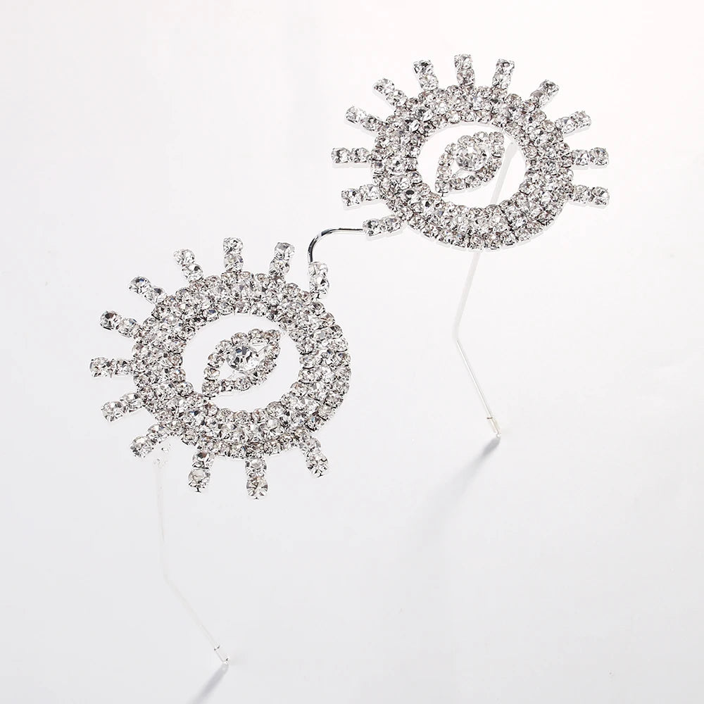 Round Evil Eye Rhinestone Crystal Glasses Frame Sunglasses Lunarity Garage   