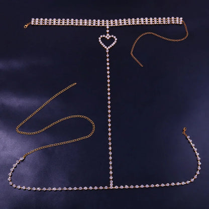 Luxury Rhinestone Heart Body Chain Body jewelry Lunarity Garage Gold  