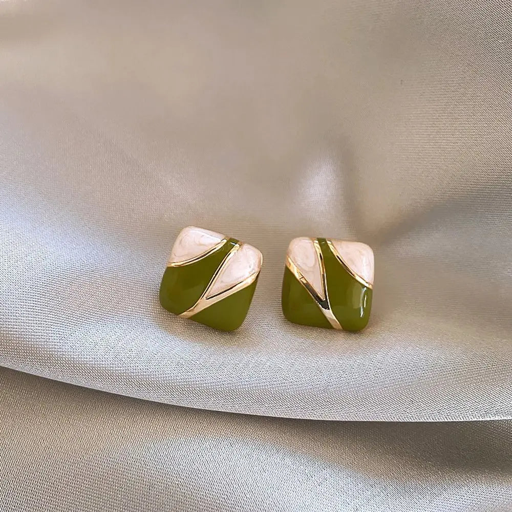 Design Girl Gift Dripping Oil Fashion Jewelry Alloy Ear Studs Women Square Earrings Girl Stud Earrings Korean Style Earrings Earrings Lunarity Garage