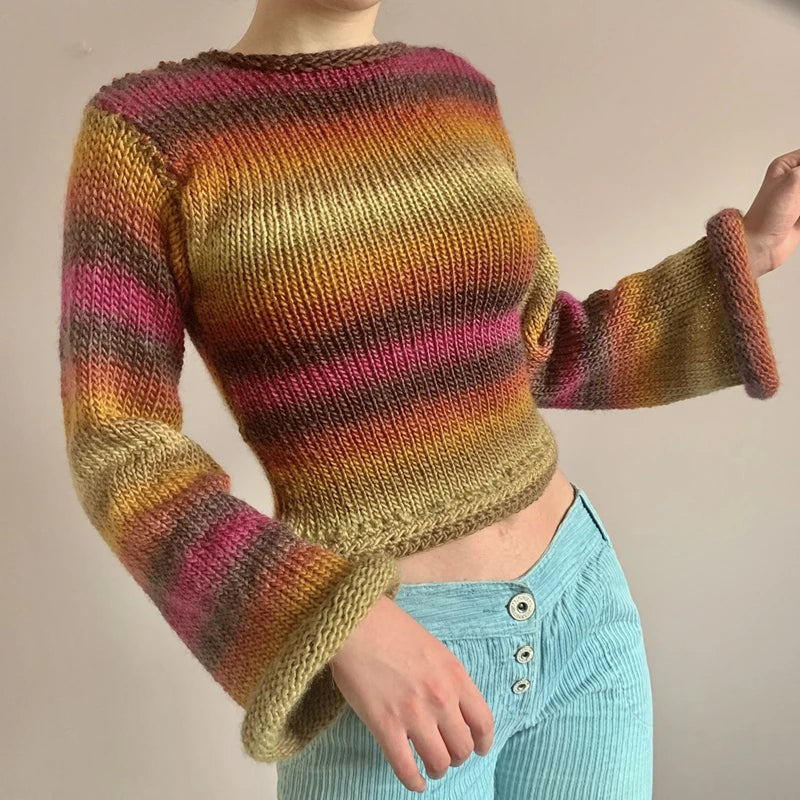 90s Streetwear Color Block Crochet Knit Crop Top – Bold & Trendy crop top Lunarity Garage