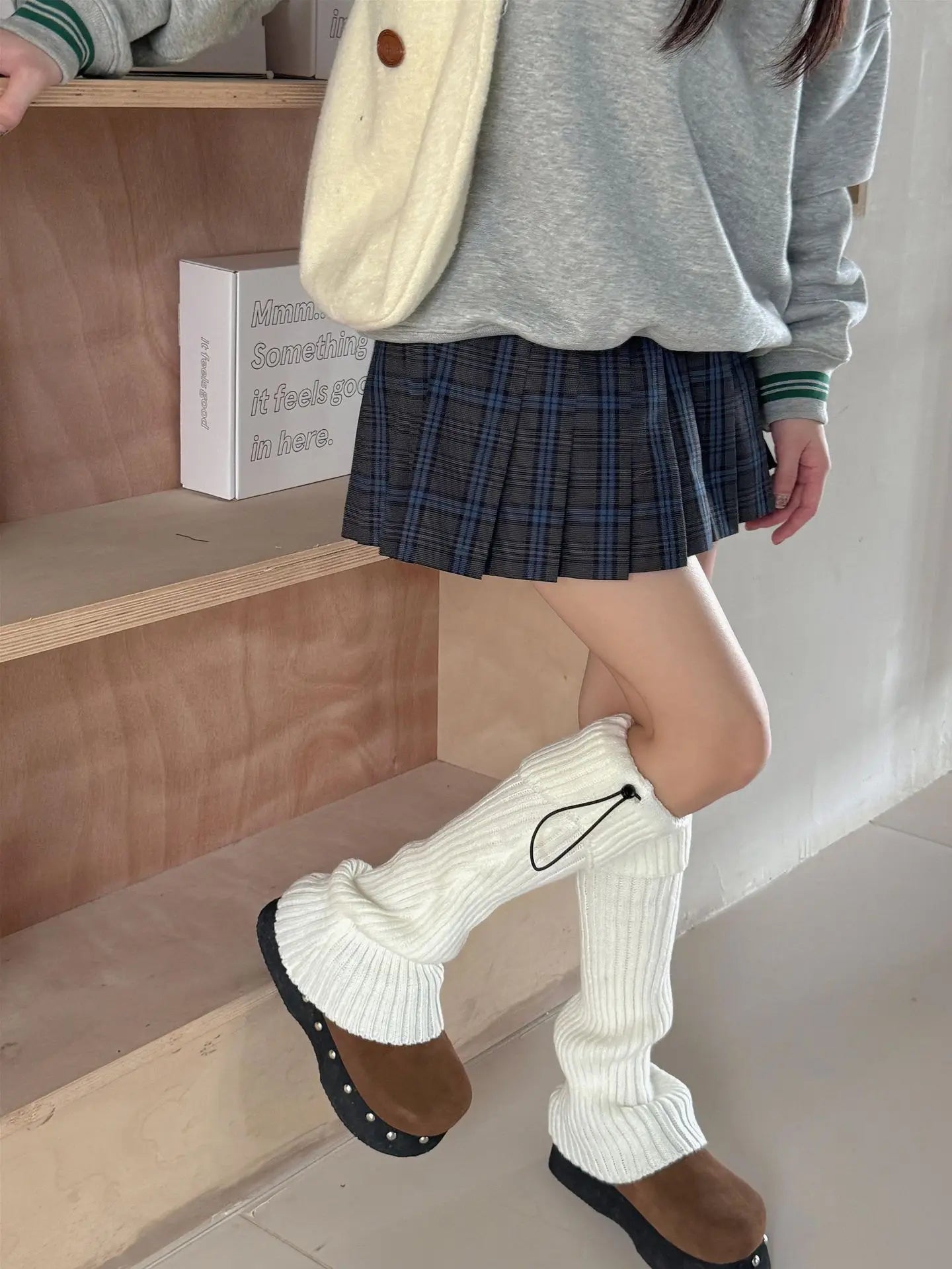 Elastic Drawstring Knitted Leg Warmers – Y2K Winter Calf Socks for Women, Korean JK Style Leggings Leg Warmers LUNARITY GARAGE