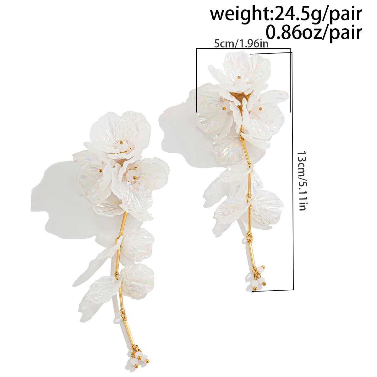 Elegant White Petal Flower Drop Earrings – Kpop Aesthetic Bridal Jewelry for Women Earrings Lunarity Garage